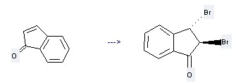 The trans-2,3-dibromoindanone could be obtained by the reactant of 1H-Inden-1-one. 